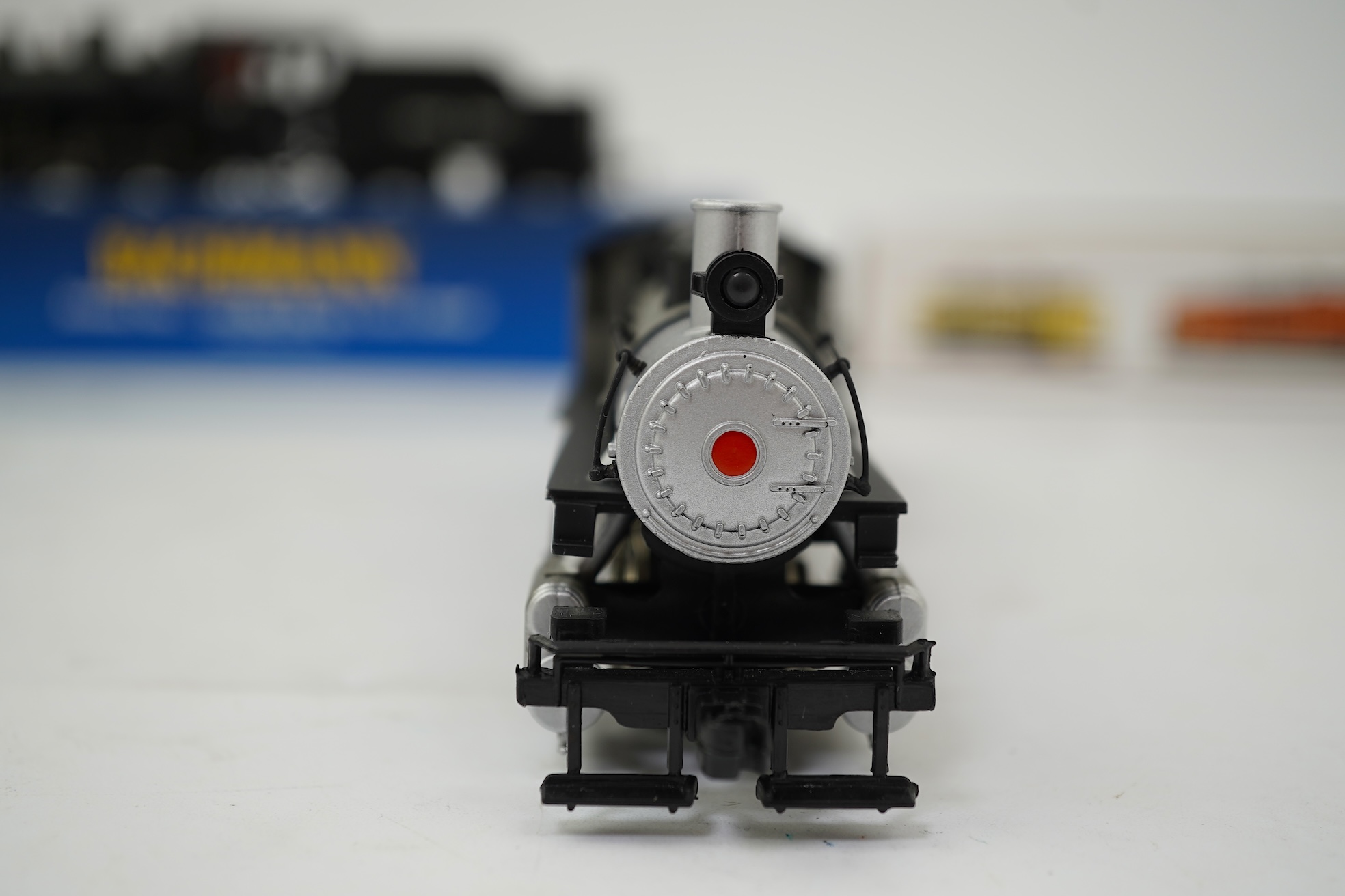Three boxed HO gauge Bachmann Union Pacific locomotives; (51705) model of ALCO, 41, 2-6-0 locomotive with bogie tender, together with (51501) model of Prairie, 1836, 2-6-2 locomotive with bogie tender, and (50701) model